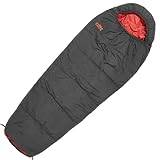 Mumie-sovsäck svart röd justerbar längd 190 cm med ryggsäck packsäck sovsäck sökare ungdomshöst