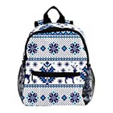 Mini ryggsäck packväska blå julmönster-01 sött mode, Multicolor, 25.4x10x30 CM/10x4x12 in, Ryggsäckar