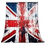 Prydnadsfilt, mjuka filtar och filtar, brittisk flagga retro klotter, 150 x 199 cm