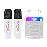 SIUKE Bärbar mikrofon och ljudlåda set mini karaoke maskin BT högtalare med 2 mikrofoner utomhus hem trådlös uppladdningsbar högtalare röstlåda och mikro bärbar karaoke mikrofon