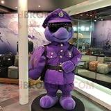 REDBROKOLY Purple Special Air Service maskot kostym karaktär klädd med en klänning och handväskor