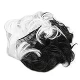 Dam peruk halva svarta halvvita kvinnor kort peruk mode lockigt vågigt hår toupé för kvinnor