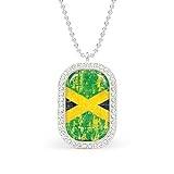 Retro Jamaica flagga nyhet halsband personligt halsband tryckt mönster hänge med kedja silver guld gåva för kvinnor män