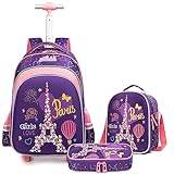 Egchescebo Vattentät rullande ryggsäck för flickor resväskor vagn ryggsäckar med hjul, lila 4, 43 cm, reseryggsäckar, Lila-4, 17", Reseryggsäckar