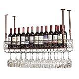 Vinställ Vinställ i tak Hängande vinglashållare Vintage vinflaskhållare Rustik väggmonterad vinhållare Stemwarehållare
