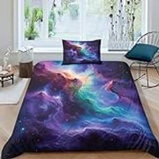 Star River himmelsk galax för pojkar flickor 3D-tryckt sängkläder täcke överdrag, påslakan, sängkläder, set med dragkedja, mjuk mikrofiber med örngott, 2 delar enkel (135 x 200 cm)