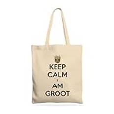 Keep Calm I Am Groot Galaxy Movie Beige shoppingväska, Beige, Einheitsgröße