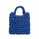 Retro mångsidig handväska Small Design handvävd väska Stickad handväska for kvinnor (Color : Blue)