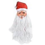 Santa Masque med skägg,Tomtemask med långt vitt skägg | Santa Face Masque För Juldräkt, Old Man Full Head Masque För Vuxen Julfest Nyårs