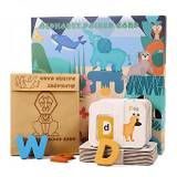 Trä bokstäver djurkort matchande pusselspel pedagogiska leksaker