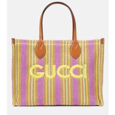 Gucci Striped leather-trimmed tote bag - multicoloured - One size fits all