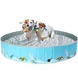 COMSLE Plastpool Styv för hundar - 160 × 30 cm stora hundpooler - Bärbar hundpool i PVC - Hundbadkar för husdjursvalpar