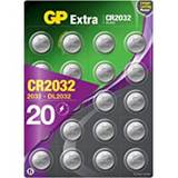 GP CR2032 - Litiumbatteri 20-pack| GP Extra | CR 2032 3V batteri | Lång livslängd, högre effektivitet och daglig användning