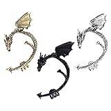 3 St Flygande Drakörhängen Gotisk Öronklämma För Halloween Gotisk Dragon Ear Cuff Retro Örhängen Med Broskstift Öronklämma För Flygande Drake Hörselkåpor Legering Manschett