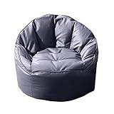 SSWERWEQ Bean bag stolar vuxen 3 In 1 Leather Bean Bag Chair Set With Stool Pillow Floor Seat Corner Beanbag Sofa (Color : Grijs)