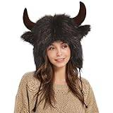 Vattenbuffelhatt - Varm plysch horn hatt,Fluffy Ear Headwear för Halloween, present för män och kvinnor för Animal Cosplay Festival Temafest utomhusäventyr Gomice