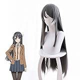 Sakurajima maj grå lång peruk cosplay kostym Seishun Buta Yarou wa Bunny flicka senpai no yume wo Minai värmebeständigt hår, en storlek mörkgrå