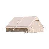 Extra stort uppblåsbart campingtält, 6㎡/12㎡ Glamping-tält Enkel installation 4-säsongs vindtätt utomhustält i bomull/Oxford-tyg med nätfönster och pump