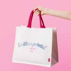 Miniso Barbie Shining Collection Tote Bag Large Capacity Simple Tote Bag Magic Sticker Closure Easy To Access (White)