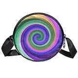 Rund axelremsväska handväska messengerväska axelväska, abstrakt regnbåge färgglad spiral, Coloryxkb278, 7x1.8in/17.8x4.6cm