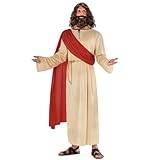 Morph Kostymer Jesu Kristus, Jesu Kristus klänning, Jesus kostym, Jesus kostym, Gesu kostym, Gesu kostym för vuxna med Jesu Kristi peruk, Jesus M