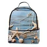 GIAPB Reseryggsäck för kvinnor, ryggsäck för män, polyester, strand snäckskal sjöstjärna marin sand, S13ky6utdfn, 31x14.5x37 cm/12x5.7x14.6 in, Reseryggsäck