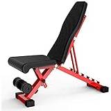 Adjustable Weight Bench Utility Gym Bench Multi-Purpose Sit Up Bench Flat/Incline/Decline Strength Training for Home Gym Red_106*32 * 113cm