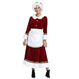 VAPICK Mrs. Claus kostym för kvinnor tomtedräkt vuxen 5 st plus size deluxe sammet jul jultomte klänning outfit (stor)