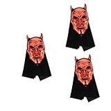 PRETYZOOM 3 St Skräckmask Halloween Heltäckande Mask Djävulen Demon Mask Clown Mask Spöklik Halloween Mask Latex Kostym Mask Halloween Fest Mask Plast Spökmask Röd Studentbal