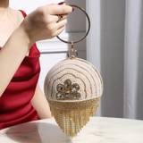 SHEIN Glitter Bling,Shiny Glamorous Sequin, Tassel & Pearl Decor Round Ball Clutch Bag For Evening Party ,Evening Clutch For Girl,Woman,For Female Perfect F