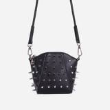 Storm Studded Detail Cross Body Bag In Black Faux Leather,, Black