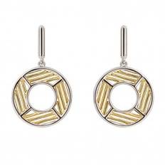 Fiorelli Silver Geo Cage Design Open Circle Yellow Gold Drop Earrings E6222