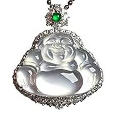 Jade Buddha Hänge Ice White Jadeite Halsband För Kvinnor Män Smycken Födelsedagspresenter Till Mamma