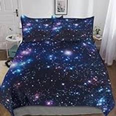 ZHENGYUU Star Galaxy påslakanset 3D täcke överdrag sängkläder universum påslakan set 3 delar mjuk mikrofiber med dragkedja örngott för tonåringar och vuxna kung (220 x 240 cm)