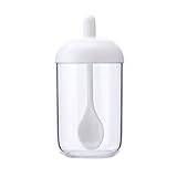 ASADFDAA Kryddburkar Kök Kryddor Bottle Salt Förvaring Box Spice Jar Med Sked Kök Tillbehör for Socker Salt Pepper Pulver Köksredskap (Color : White)