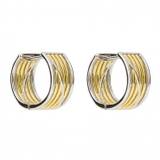 Fiorelli Silver Geo Cage Design Rounded Rectangle Gold Hoop Earrings E6221