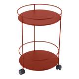 Fermob - Guinguette Side Wheeled Table With Solid Double Top Red Ochre 20 - Småbord & Sidobord utomhus