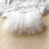 Balett dans tutu mesh kjol barn tårta kjol söta kläder - white - 90