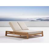 Canyon Outdoor Teak Double Chaise - ROSEMOUNT BARK / WEATHERED FAWN