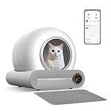 Automatisk kattlåda självrengörande med appkontroll, luktborttagning, kattmatta, säkert lås, självrengörande kattlåda, säkerhetsskydd smart kattlåda för flera katter