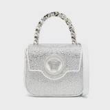 Versace, Väska, Dam, Vit, ONE Size, Optical White-Palladium Crystal La Medusa Mini Väska