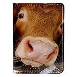 Animal Cow Bossy rolig passhållare för kvinnor och män, resepass plånbok passfodral resedokument organisatör, flerfärgad, 10x14cm/4x5.5 in