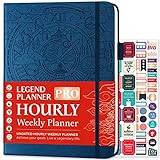 Legend Planner PRO Timly Schedule Edition - Deluxe vecko- och daglig arrangör med tidsplatser. Tidshantering Avtalad bokdagbok för arbete och personligt liv, odaterad, inbunden i A4 storlek - MysticBlue