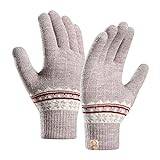 Stickade handskar damhandskar kvinnor pekskärm handskar damhandskar skidåkning köldskydd pekskärm varm bekväm sida camping kvinnor och män