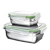 CCAFRET Bento Box 2 st Lunch Box For Kids Steel Bento Box Fruit Mat Container Snack Storage Box Husgeråd (Color : Green)