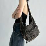 Vintage American Style Triple Use Bag Antique Bronze Soft Leather Backpack With Rivet Design, Shoulder Bag, Crossbody Bag, Large Capacity, Multiple Co