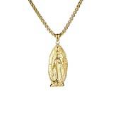 Titanium Steel Virgin Mary Gold Pendel Halsband Religiösa smycken Mens Hänge Hip Hop Punk Gold Silver