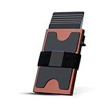 Metall män plånbok aluminium pop up bank kreditkortshållare RFID-blockering smart plånbok, Brun, En storlek