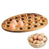Jeanny Vändbar Wood Deviled Egg Tray,Deviled Egg Tallerken - Vändbar ägghållarbricka Charkfat | Köksserveringsfat, Deviled Egg Carrier, Deviled Egg Container i trä, skärbräda