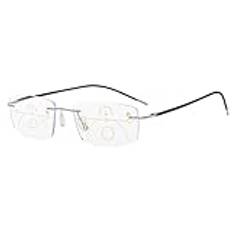 KOOSUFA kantlös glid läsglasögon glidande glasögon progressiv multifokus anti-blått ljus läsglasögon män kvinnor titanlegering ramlösa arbetsstationsglasögon 1.0 1.5 2.0 2.5 3.0 3,5 4,0, 1 x rosa